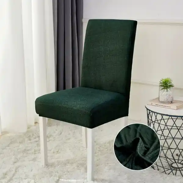 Ofertă Set 6 huse elastice pentru scaun, poliester / spandex, verde inchis, HEJS-37