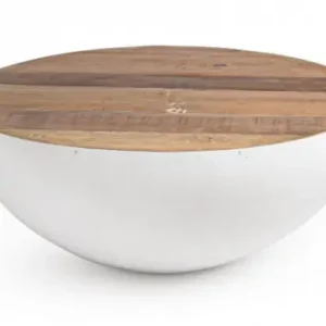 Nu rata Masuta de cafea din lemn reciclat si metal, maro / alb, Ø 90 cm, Lancaster Bizzotto