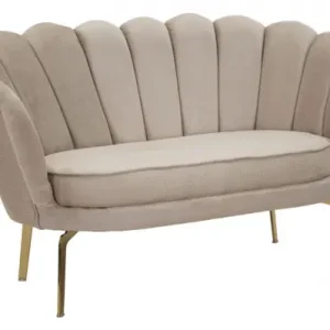 Expediere rapidă Canapea crem din catifea si metal cu 2 locuri, 136 cm, Viena Plus Mauro Ferretti