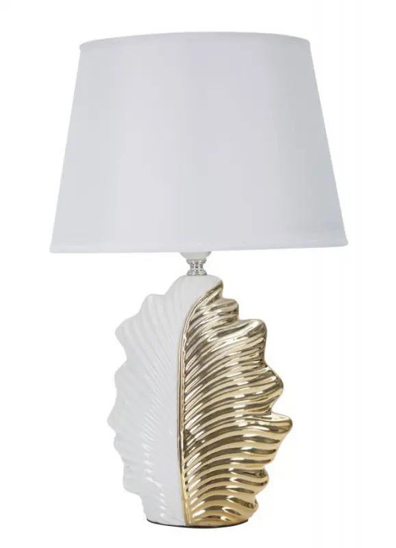 Retur gratuit Veioza aurie/alba din ceramica, Soclu E27 Max 40W, ∅ 30 cm, Leaf Mauro Ferretti