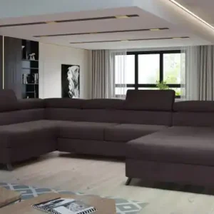 Canapea modulara, extensibila, cu spatiu pentru depozitare, 370x98x190 cm, Josette L02, Eltap Bej / Paros 02 Retur ușor