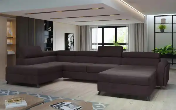 Canapea modulara, extensibila, cu spatiu pentru depozitare, 370x98x190 cm, Josette L02, Eltap Bej / Paros 02 Retur ușor