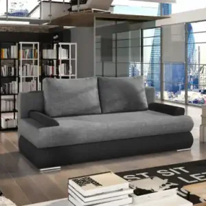 Canapea extensibila cu spatiu pentru depozitare, 213x95x90 cm, Milo 01, Eltap Alb / Gri inchis piele Ofertă limitată
