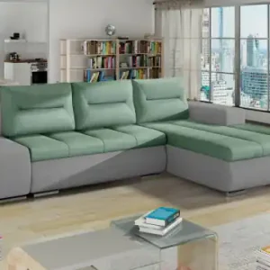 Coltar extensibil cu spatiu pentru depozitare, 275x180x88 cm, Ottavio R02, Eltap Gri deschis texturat / Gri inchis piele Bestseller