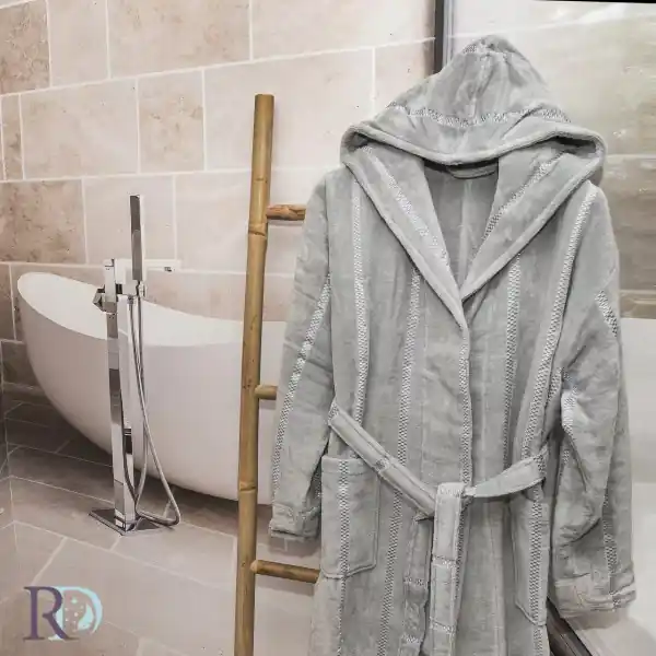 Ofertă specială Halat de baie barbati, 100% bumbac, gri, Roxyma Dream Monica L