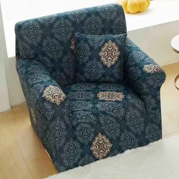 Ofertă Husa elastica pentru fotoliu, cu brate, albastru inchis, HEJ1-58