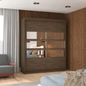Dulap cu usi glisante si oglinda 180x215 cm, Toledo, ADRK Furniture Alb Ofertă limitată