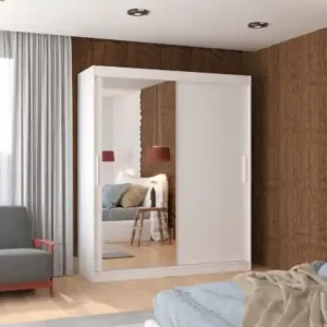 Dulap cu usi glisante si oglinda 180x215 cm, Tom, ADRK Furniture Alb Cel mai vândut