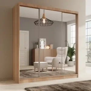 Reducere extra Dulap cu usi glisante si oglinda, 200x61x215 cm, Tola 200, ADRK Furniture Alb / Alb