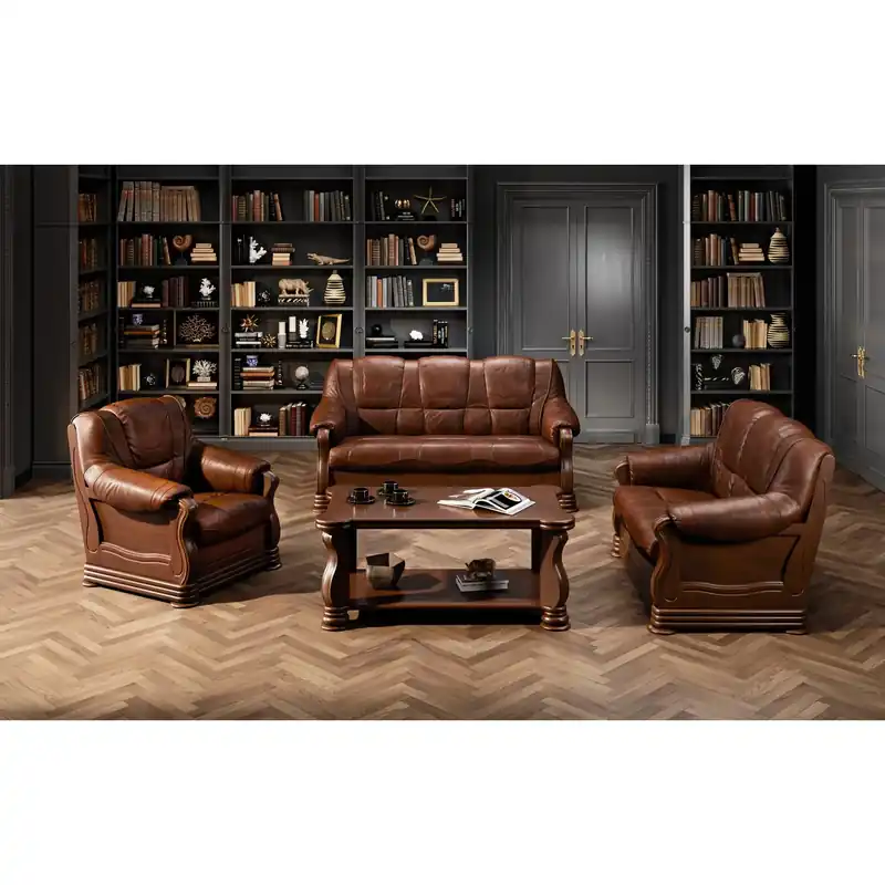 Set canapea extensibila si fotoliu PARMA 321 pachet special din piele naturala Livrare rapidă