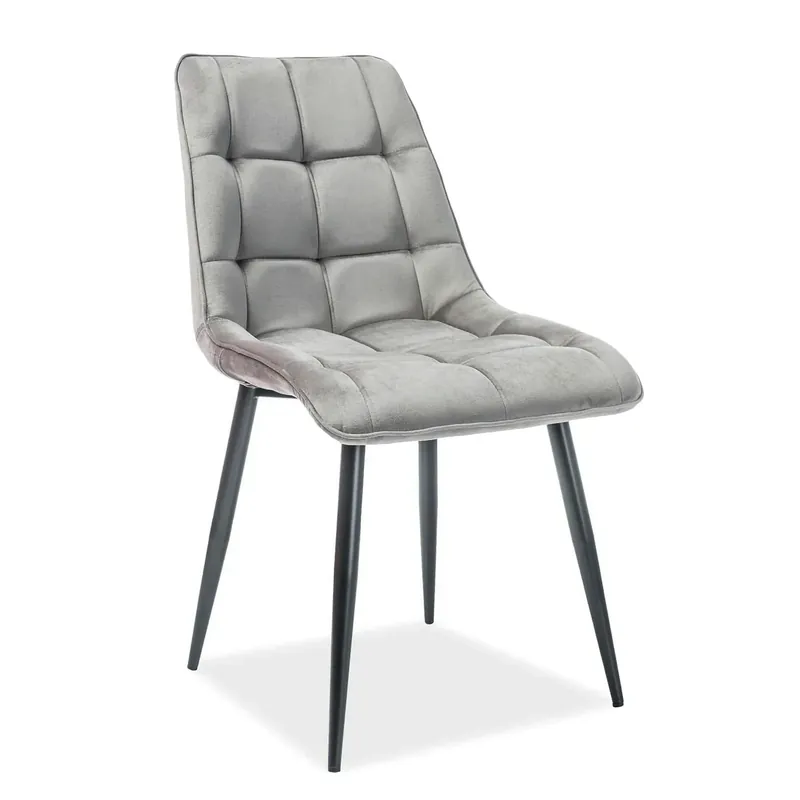 Lichidare de stoc Scaun tapitat stofa CHIC, catifea gri - Bluvel 14, 50x58x88 cm