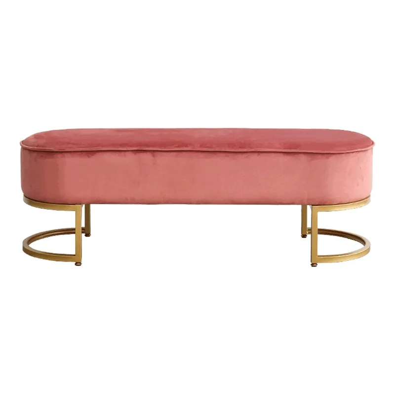 Bancheta MIRILA NEW, stofa catifelata roz, 100x40x43 cm Reduceri