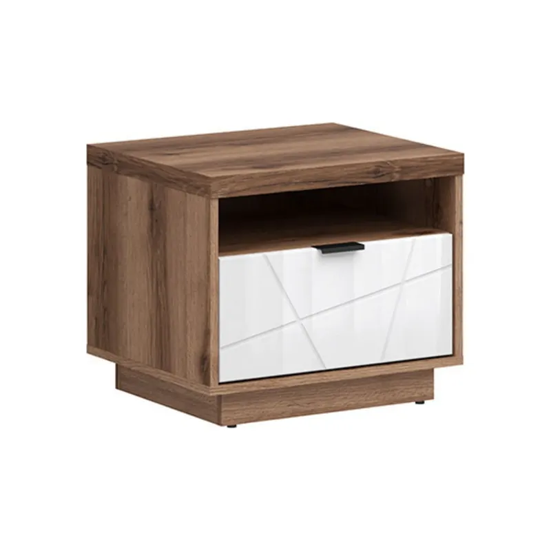 Noptiera FORN, nuc/alb lucios, PAL melaminat, 50x43x43 cm Reducere