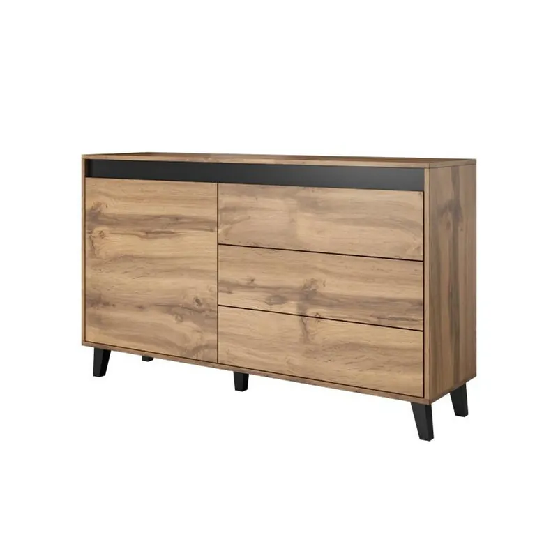 Comoda NORD, stejar wotan/gri antracit, PAL laminat, 138x38x83 cm Ofertă exclusivă