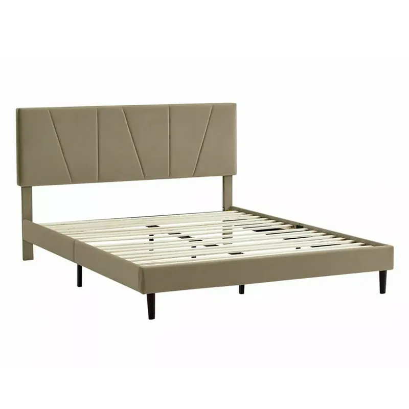 Cumpără online Pat SAVANA 120x200, stofa catifelata bej - Bluvel 28, suport saltea