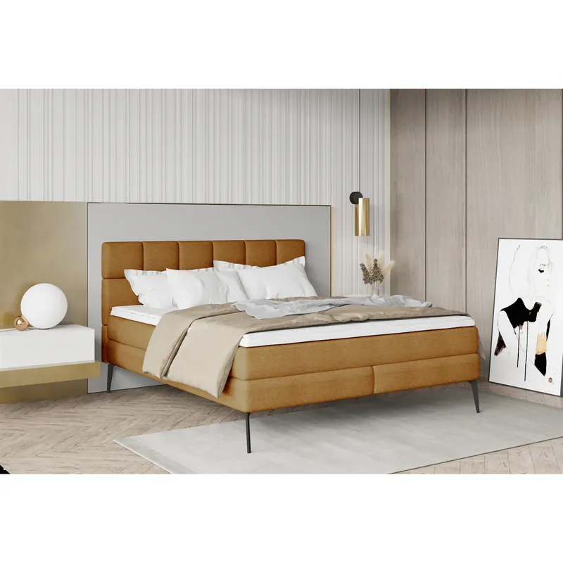 Pat boxspring ADEL 140x200, personalizabil materiale Gama Premium, cu saltele si topper Plată securizată