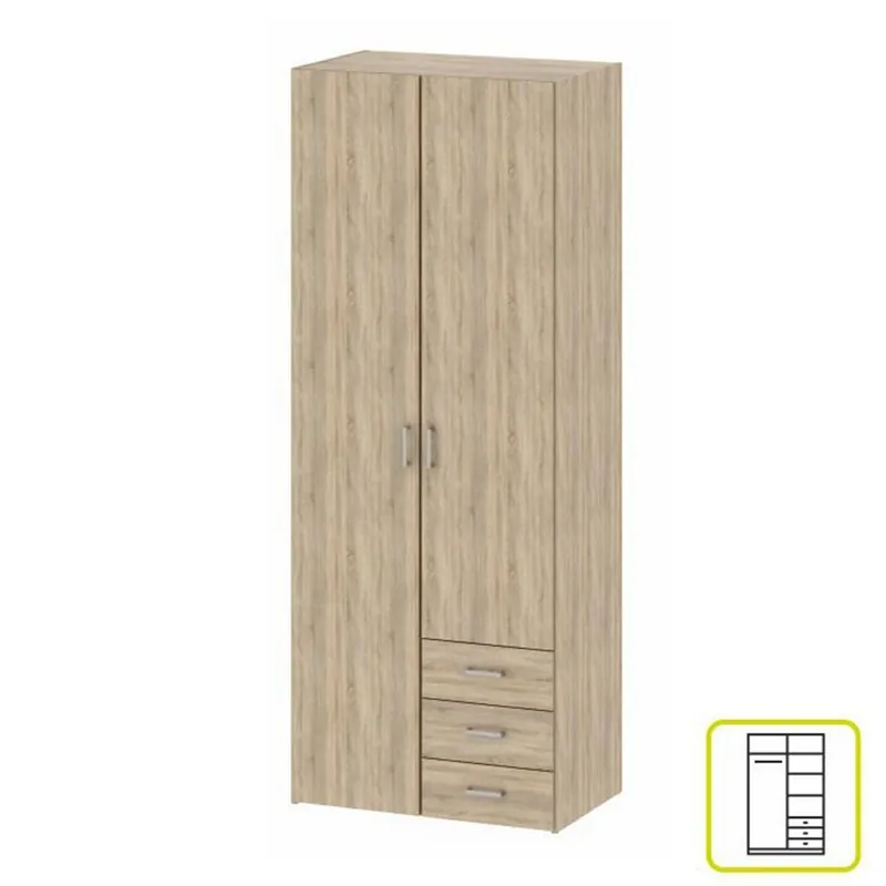 Cumpără acum Dulap GWEN 70425, stejar sonoma, PAL, cu 2 usi si 3 sertare, 78x50x200 cm