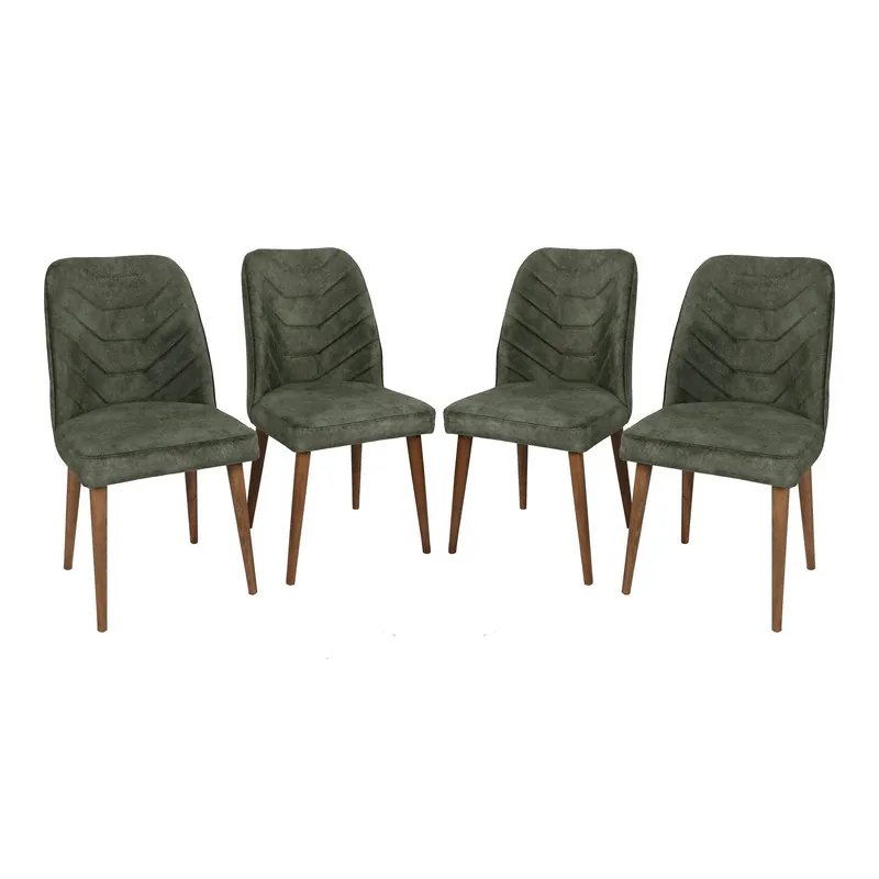 Doar azi Set 4 scaune DALLAS 558 V4, verde/nuc, stofa catifelata/metal, 50x49x90 cm
