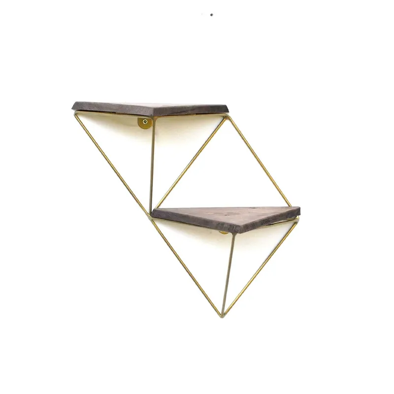 Set 2 polite WR075, stejar inchis/auriu, lemn/metal, 30x13x33 cm Retur gratuit