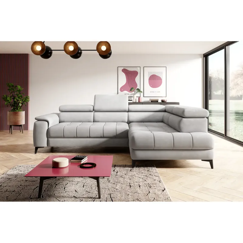 Coltar CHIVAS, personalizabil materiale Gama Premium, cu reglaj electric si tetiere reglabile, 278x197x98 cm Ultima șansă