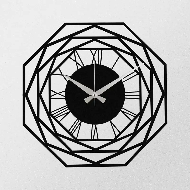 Ceas de perete Enzoclock - S012, negru, metal, 48x48 cm Preț promoțional