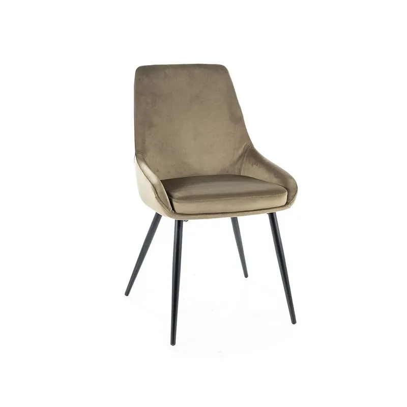 Reducere de preț Scaun pentru living COBE, stofa catifelata verde olive/negru, 49x43x85 cm