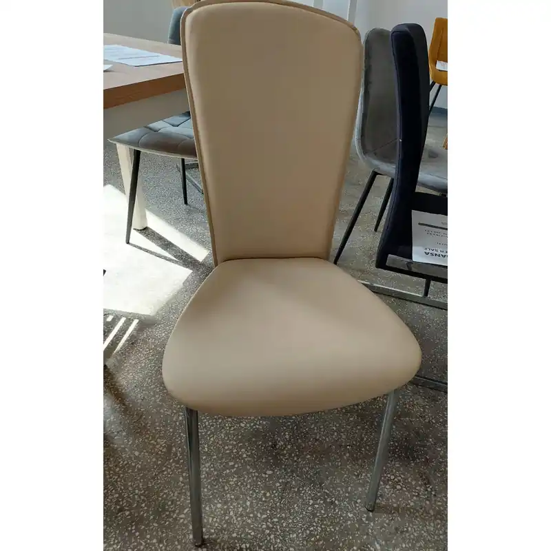 PRODUS RESIGILAT - Scaun GIOVE, bej/crom, piele ecologica/metal, 45x48x94 cm Preț mic