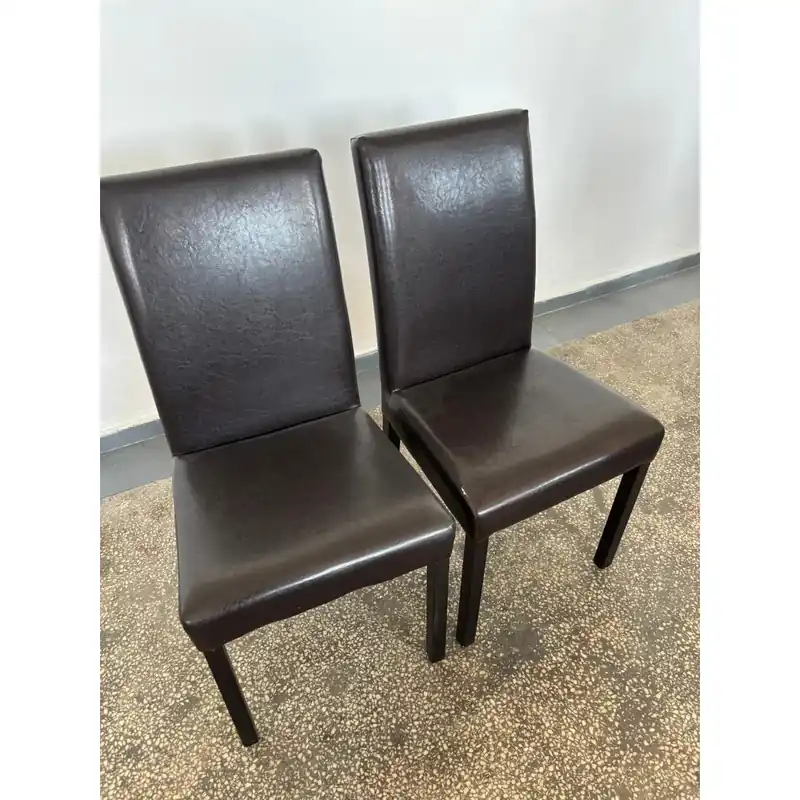 PRODUS RESIGILAT - Set 2 scaune BINGO, maro/wenge, piele ecologica/lemn, 46x43x93 cm Livrare rapidă