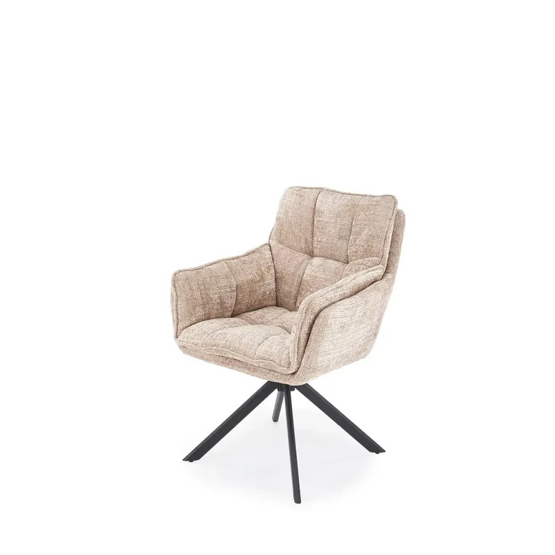 Scaun rotativ K597, bej/negru, stofa/metal, 70x67x90 cm Ofertă limitată