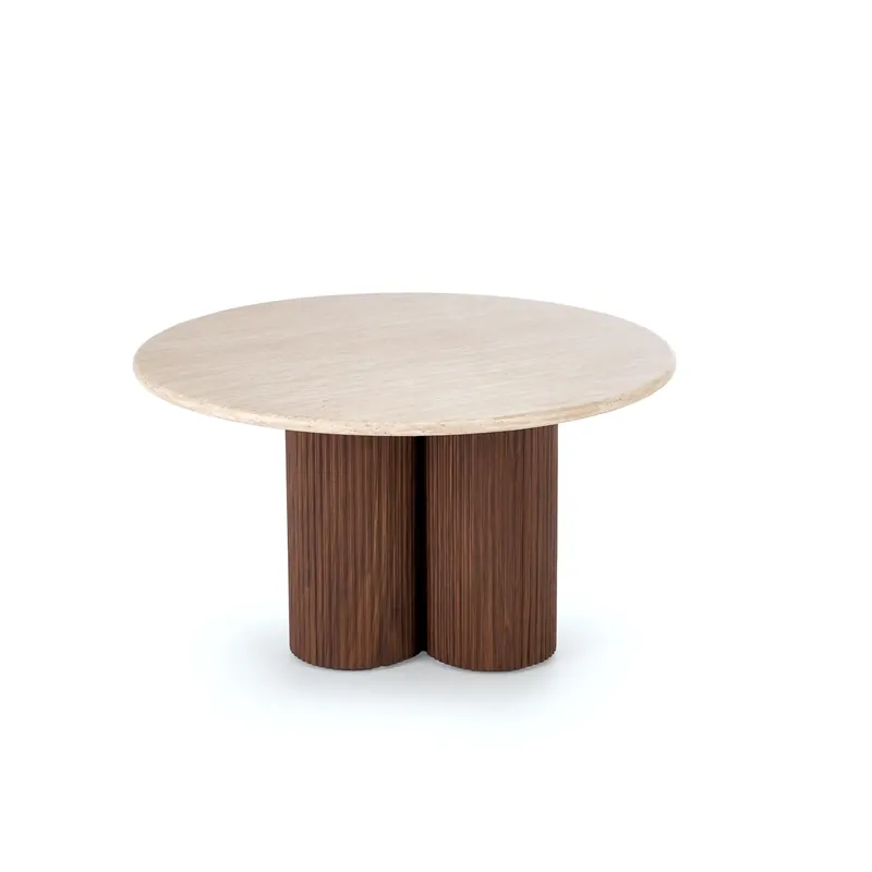 Reduceri Masuta DOROTEA, piatra travertin/nuc, 80x46 cm