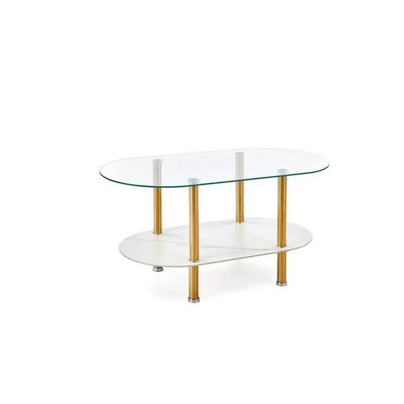Masuta DUCAT, transparent/auriu, sticla/otel, 100x50x51 cm Lichidare de stoc