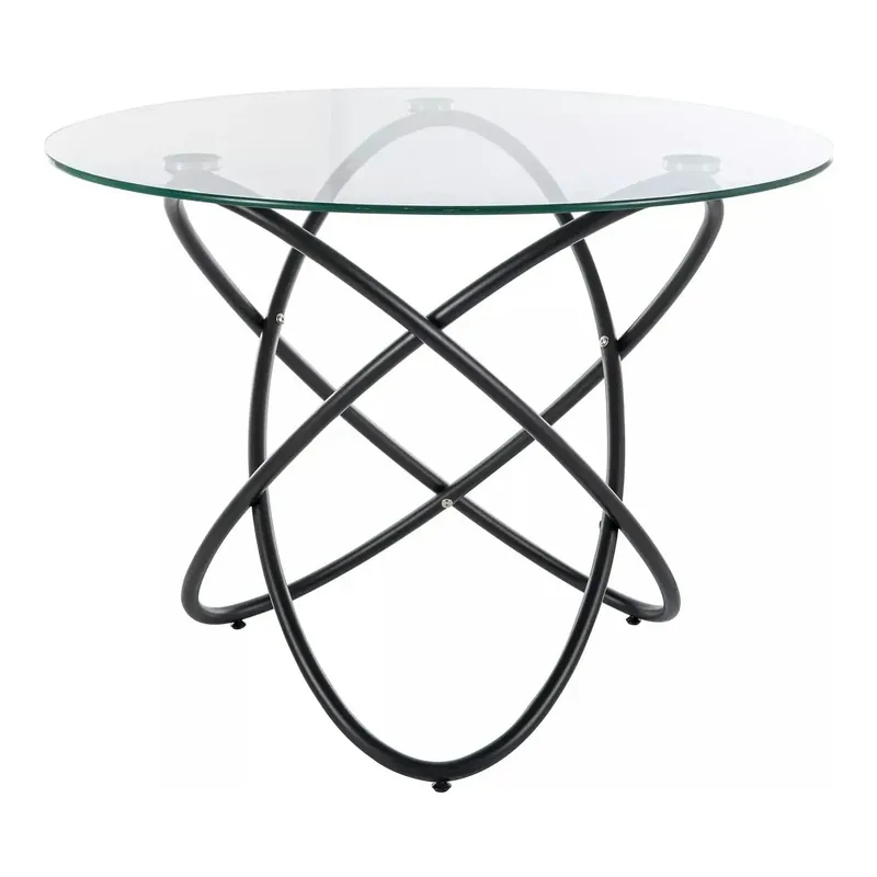 Masa ORBIT, transparent/negru, sticla/metal, 100x75 cm Preț mic