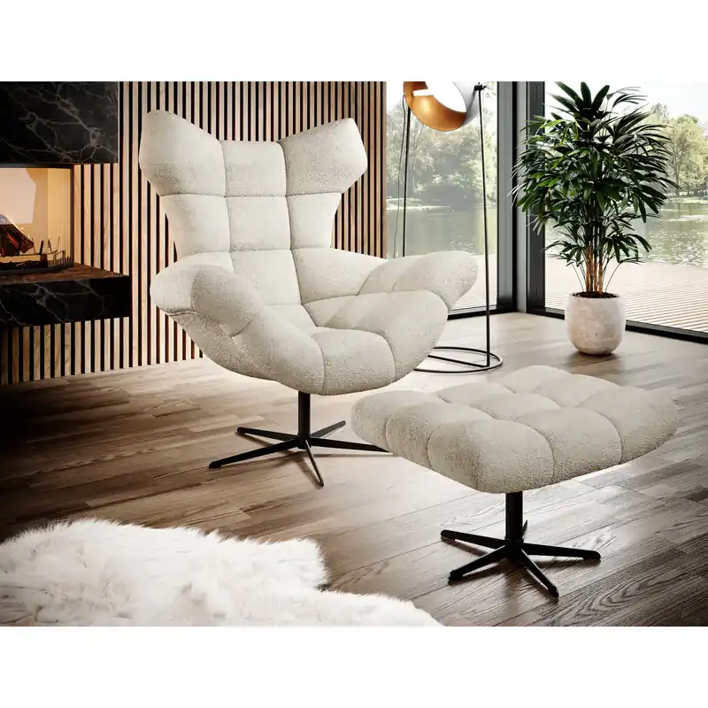 Fotoliu rotativ SENSI, stofa catifelata albastru inchis - Whisper 13, Gama Premium, 103x84x119 cm Vezi acum