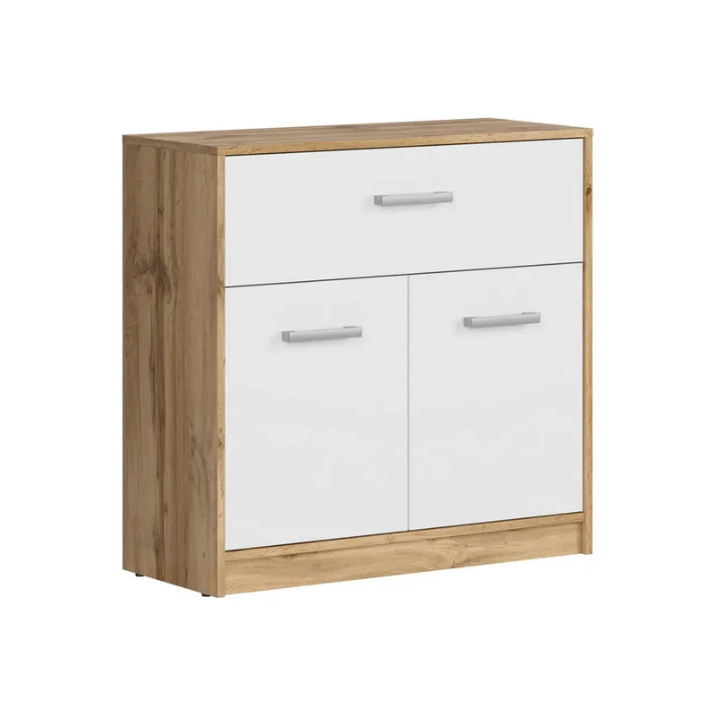 Comoda MATOS, stejar wotan/alb, PAL, 80x34x79 cm Preț promoțional