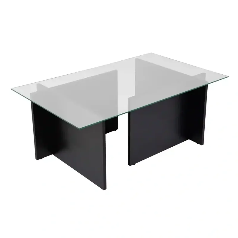 Masuta cafea VETRINO, negru/transparent, PAL/sticla, 105x65x40 cm Cumpără acum