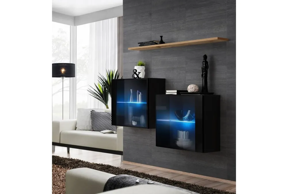 Living SWITCH SB III SWT SW SB3 Genarom AM Negru Lucios / Stejar Wotan Lichidare de stoc