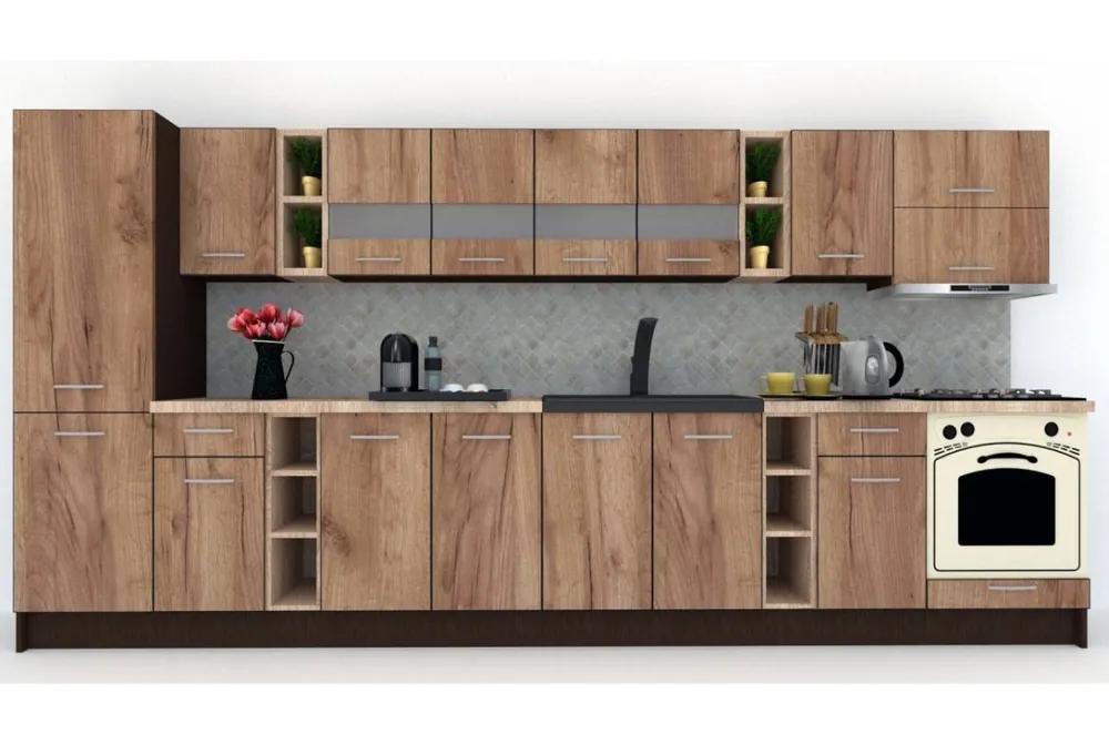 Reducere Bucatarie MARINA NEW 390 B Wenge / Decor K004