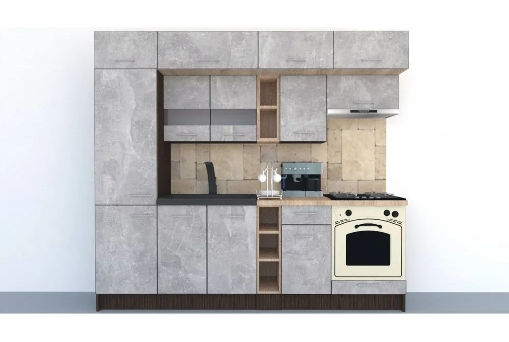Bucatarie BIGMAR 250 B Wenge / Decor 4298 Plată sigură