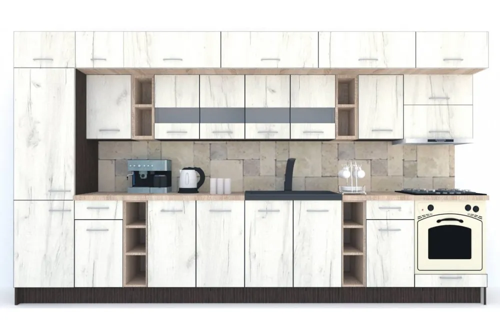Bucatarie BIGMAR 390 B Wenge / Decor K001 Popular
