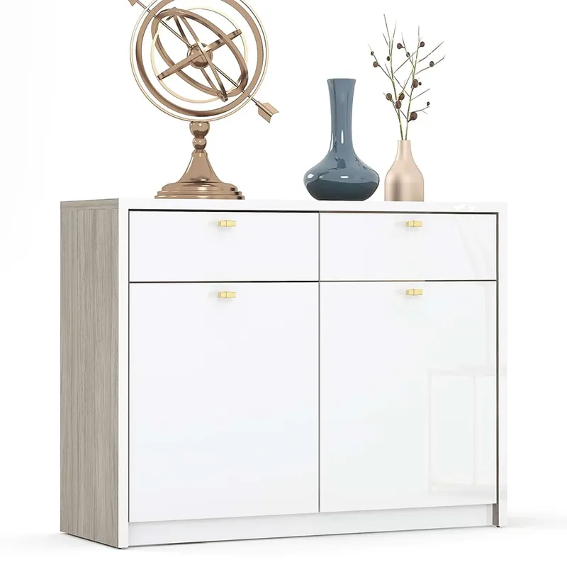 Mai ieftin Comoda cu sertare MONTELLO 120, 2U2S, Oak, Alb Gloss