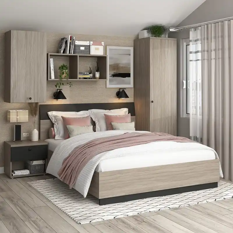 Dormitor AMBRO 3, Oak, Antracit Reducere specială