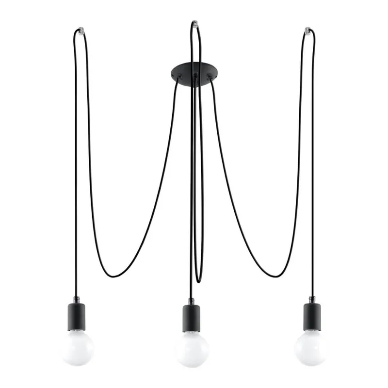 Lustră pe cablu EDISON 3 3xE27/60W/230V negru Cel mai vândut