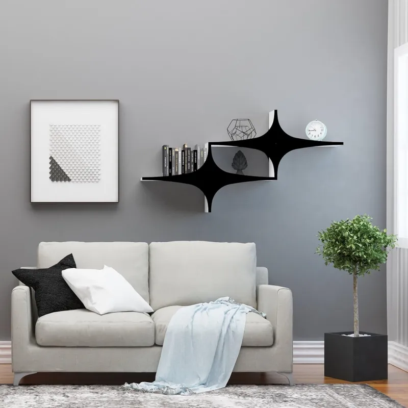 Super ofertă Etajeră de perete SUSEN 69x135 cm albă/neagră