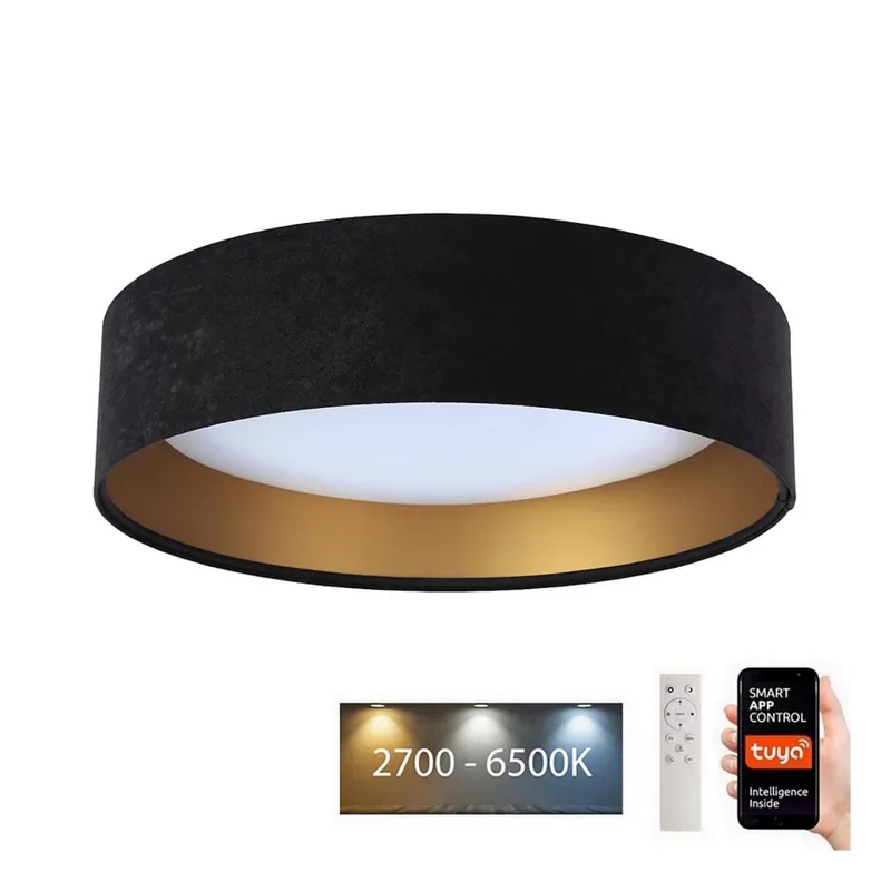 Cumpărături sigure Plafonieră LED dimabilă SMART GALAXY LED/24W/230V d. 45 cm 2700-6500K Wi-Fi Tuya negru/auriu + telecomandă