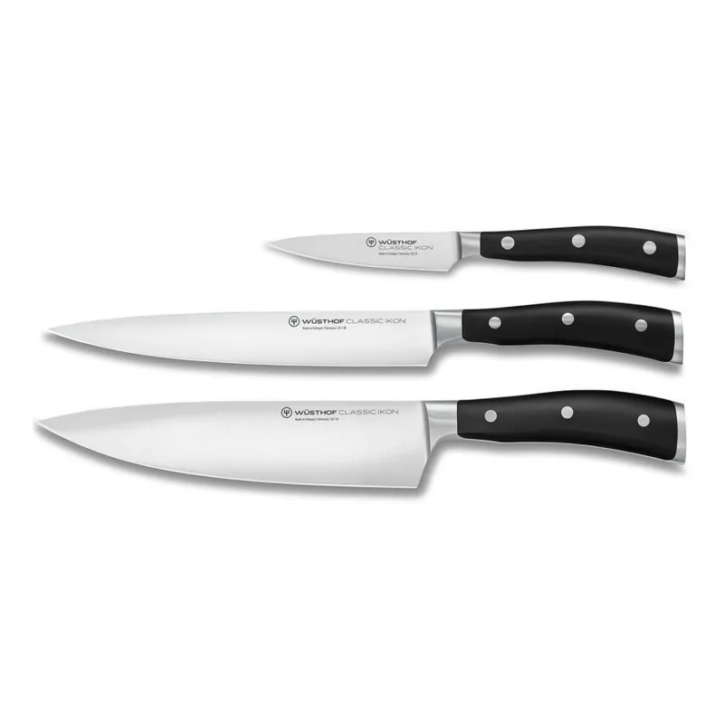 Wüsthof - Set de cuțite de bucătărie CLASSIC IKON, 3 piese, negru Ofertă limitată