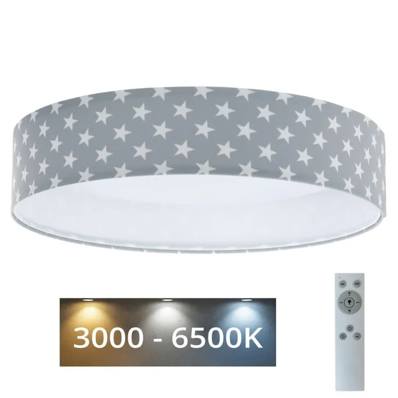 Expediere rapidă Lumină de plafon LED reglabilă pentru copii SMART GALAXY KIDS LED/24W/230V 3000-6500K stele gri/alb + telecomandă