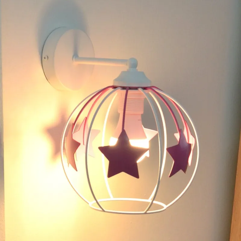 Lampă de perete pentru copii STARS 1xE27/15W/230V roz/alb Expediere rapidă
