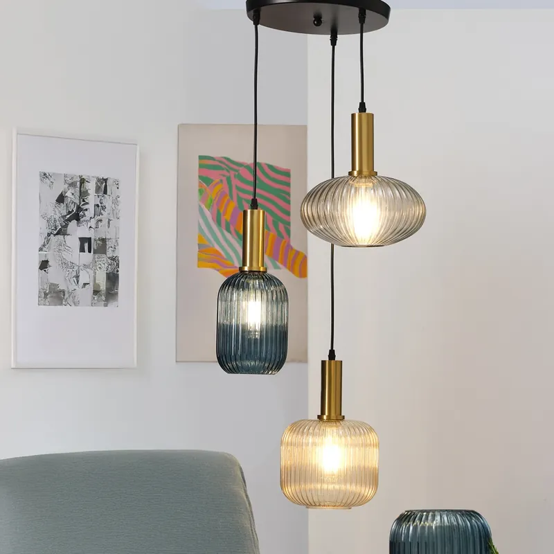 Lustră pe cablu ONLI DOROTY 1xE27/22W/230V albastru/auriu Reducere