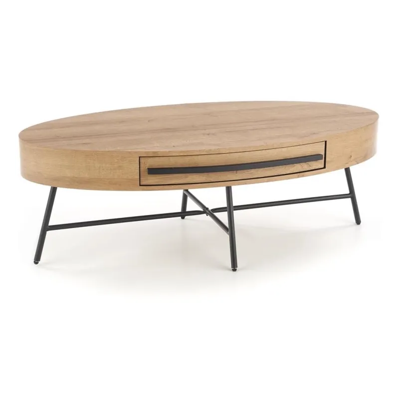 Masă de cafea cu sertar CAROLINA 41x120 cm, stejar auriu/negru Reducere de preț