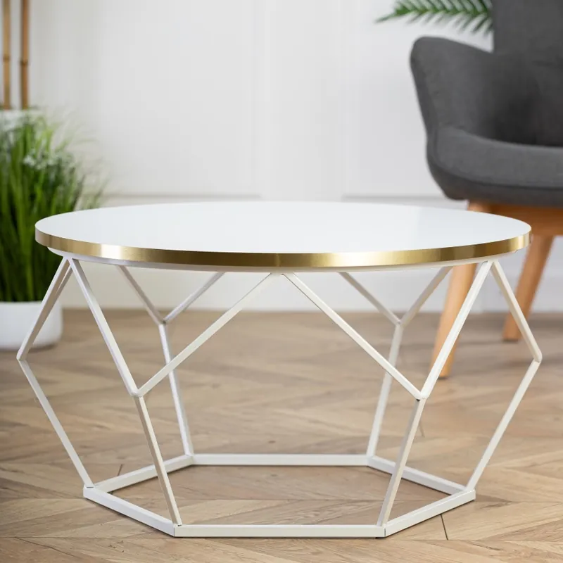 Măsuță de cafea DIAMOND 40x70 cm auriu/alb Bestseller